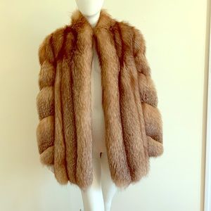 Fox Fur Coat Medium / Large brown beige M L New
